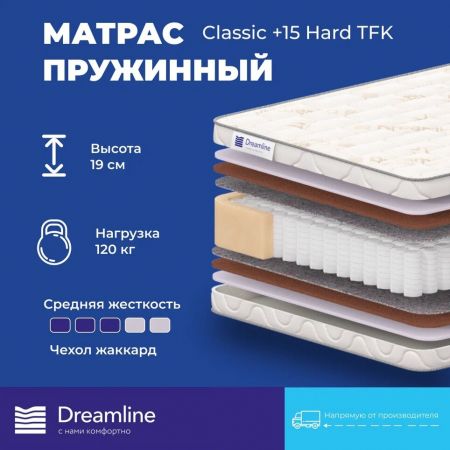 Матрас DreamLine Classic +15 Hard TFK (Классик&nbsp;+15&nbsp;Хард&nbsp;ТФК)